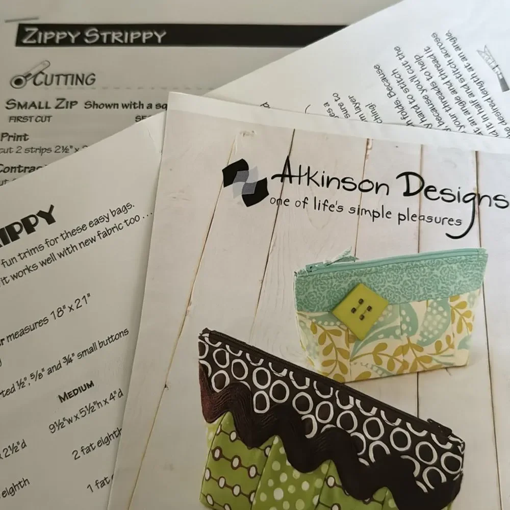 Atkinson Designs Zippy Strippy Bag Patterns for Sewing